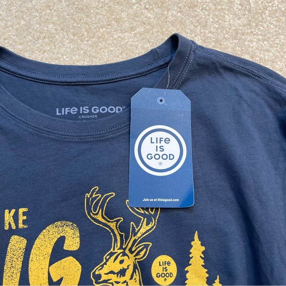 NEW Life Is Good Shirt Mens Medium Blue Crusher I Like Big Books Cotton Casual - Picture 3 of 10